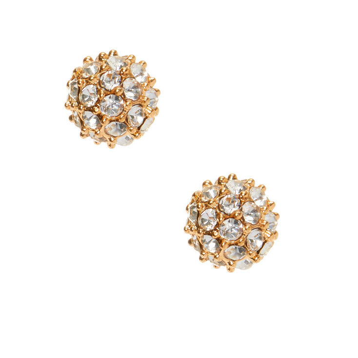 Claire's Clous d'oreille boule de feu strass couleur doré