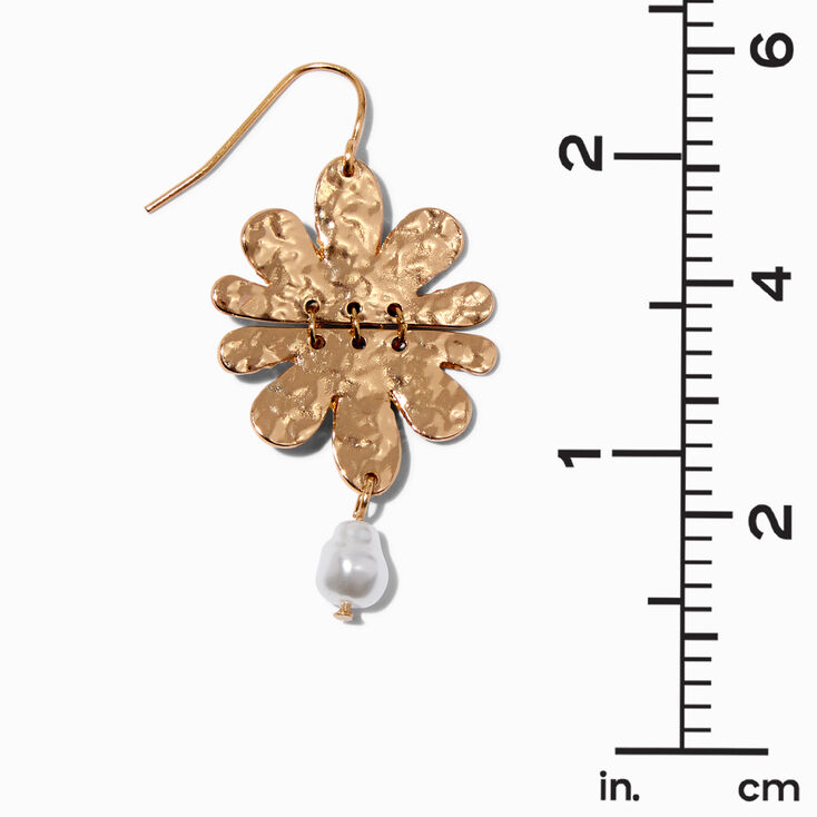 Gold-tone Flower Hinged 2&quot; Drop Earrings,