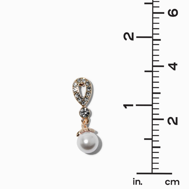 Rose Gold-tone Pearl & Crystal 1" Drop Earrings