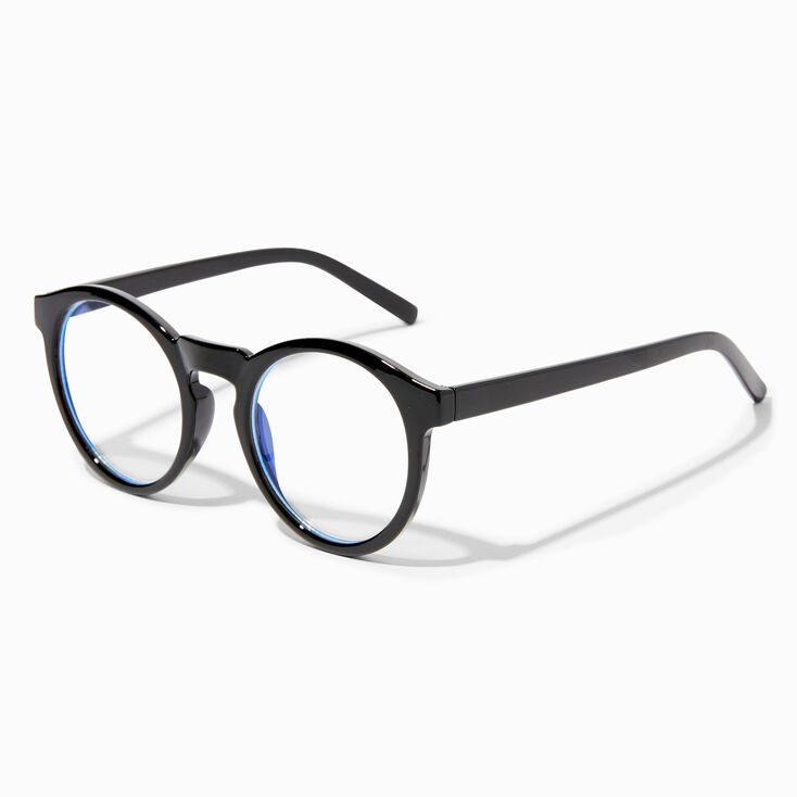 Blue Light Reducing Round Black Clear Lens Frames,