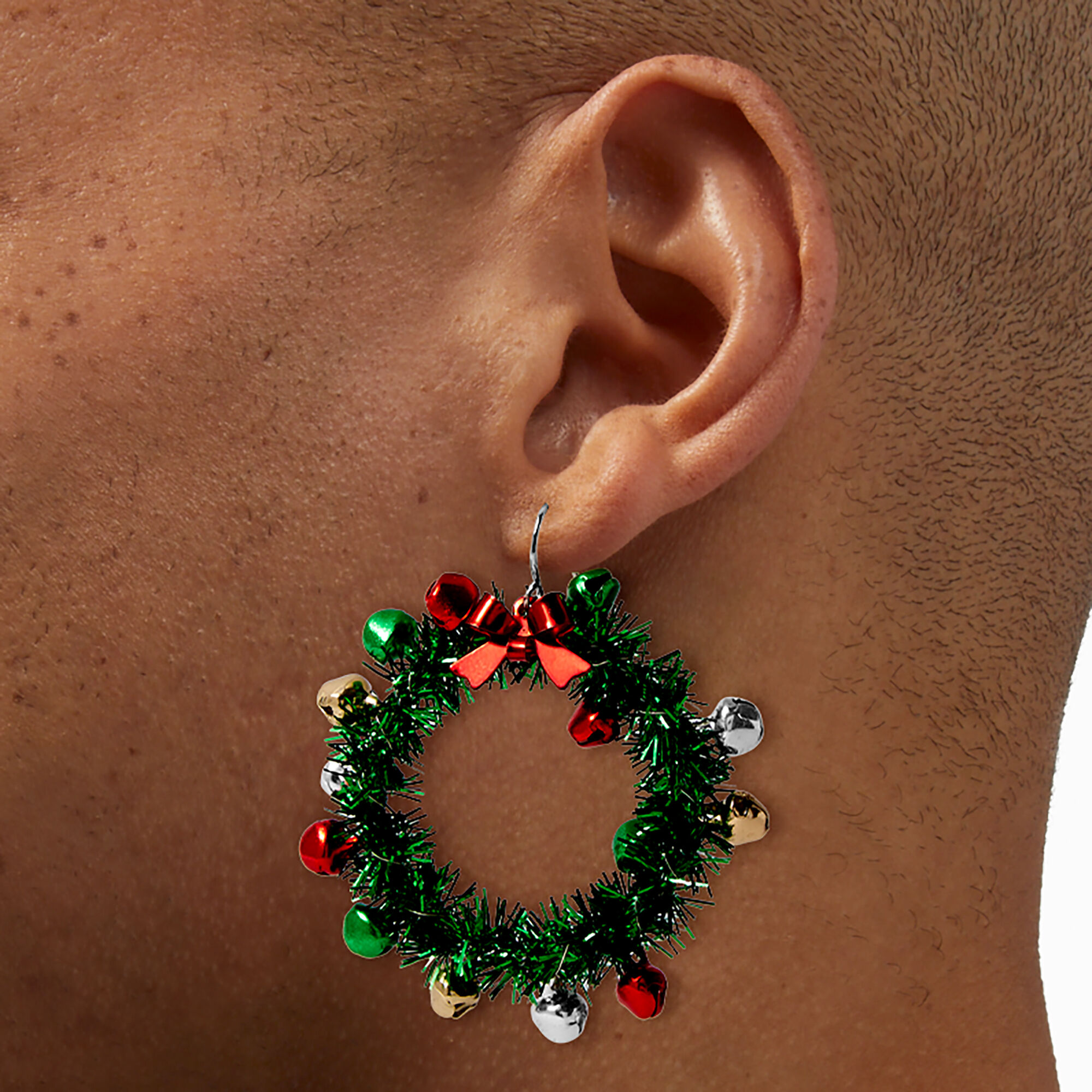 Tinsel Wreath Hoop Earrings Claire s US