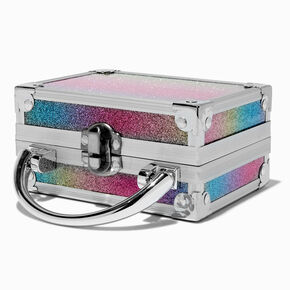 Claire&#39;s Club Mini Travel Rainbow Glitter Lock Box Makeup Set,