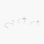 Sterling Silver Crystal Nose Rings - 3 Pack,