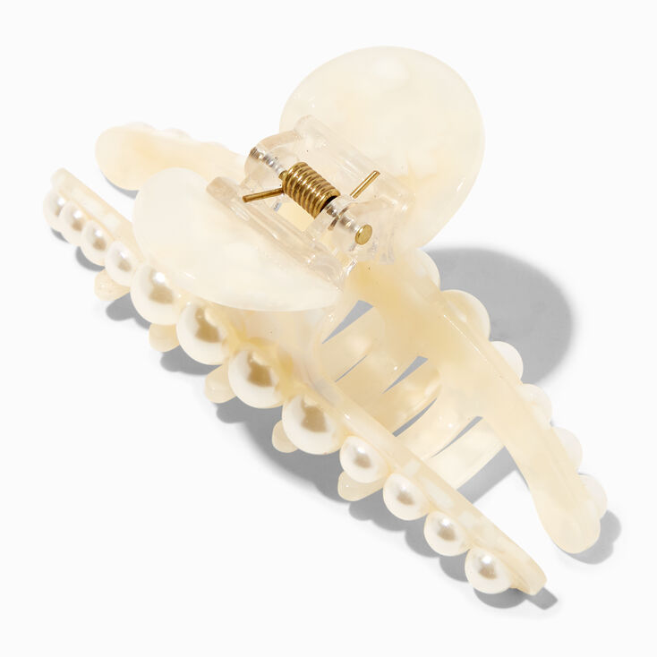 Pince &agrave; cheveux perle d&#39;imitation &eacute;caille de tortue blanche,