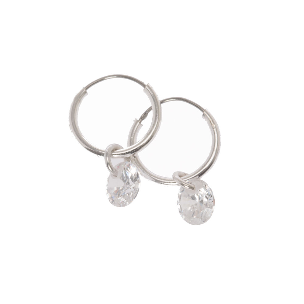 Silver 10MM Glass Bead Hoop Earrings