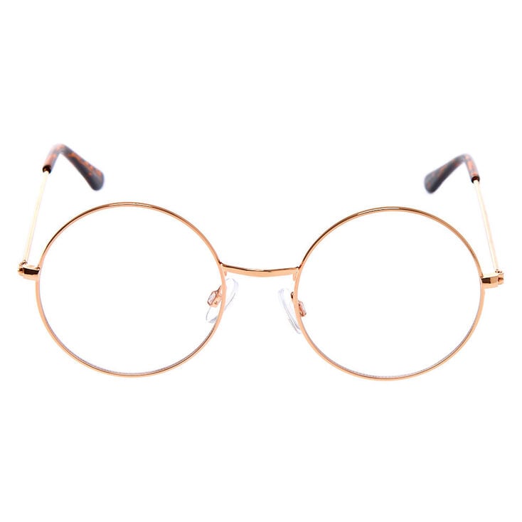 Rose Gold Tortoiseshell Round Clear Lens Frames,
