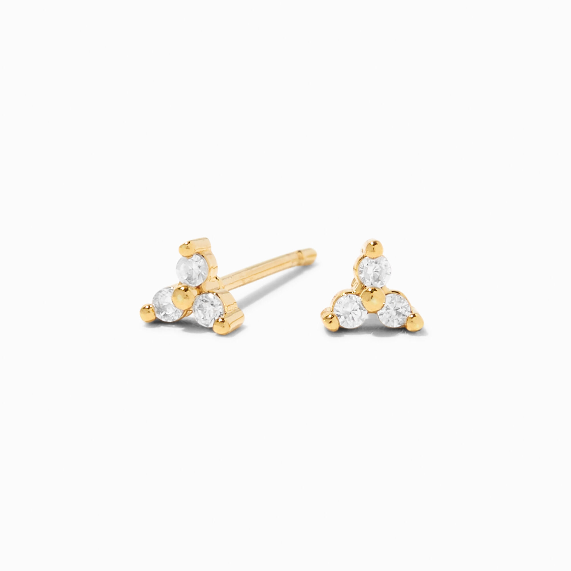 View C Luxe By Claires 18K Gold Plated Cubic Zirconia Tripod Stud Earrings Yellow information