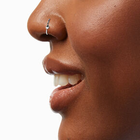 Clous et anneaux pour piercing de nez strass couleur argent&eacute;e 0,6&nbsp;mm - Lot de 12,