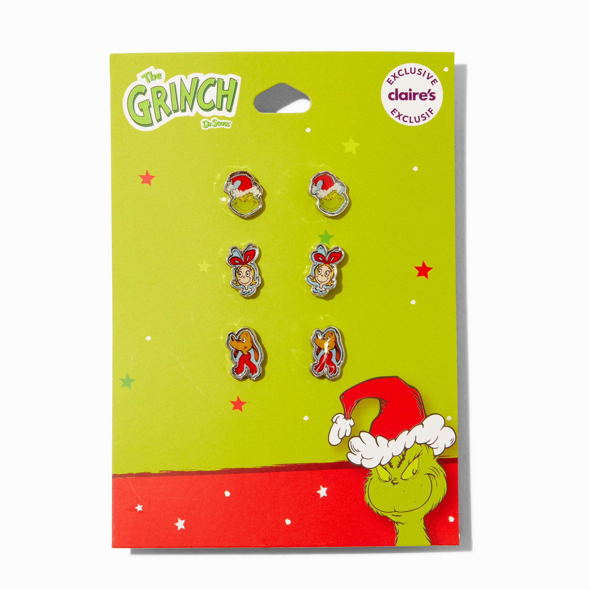 Claire's Clous d'oreilles en exclusivité chez Claire's Le Grinch Dr. Seuss™ - Lot de 3