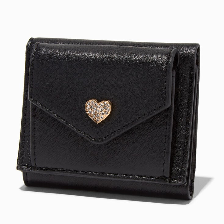 Heart Trifold Wallet - Black