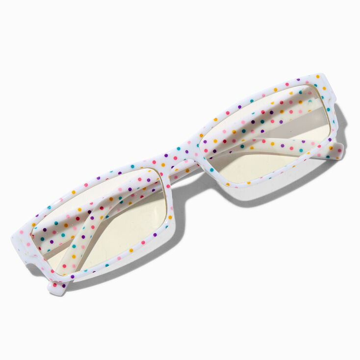 Claire&#39;s Club Rainbow Polka Dots Rectangular Clear Lens Frames,