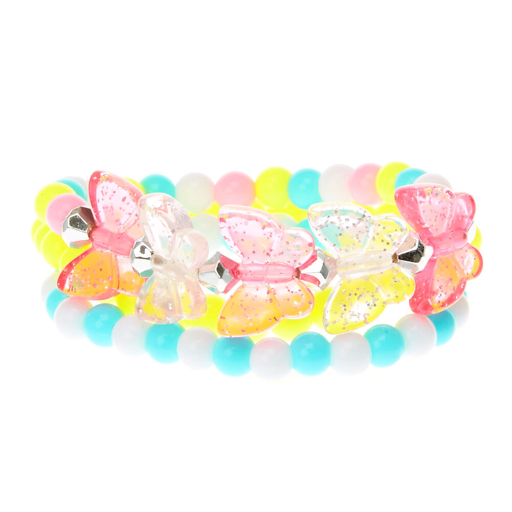 Lot de 3 bracelets élastiques perlés papillon du Claire's Club,