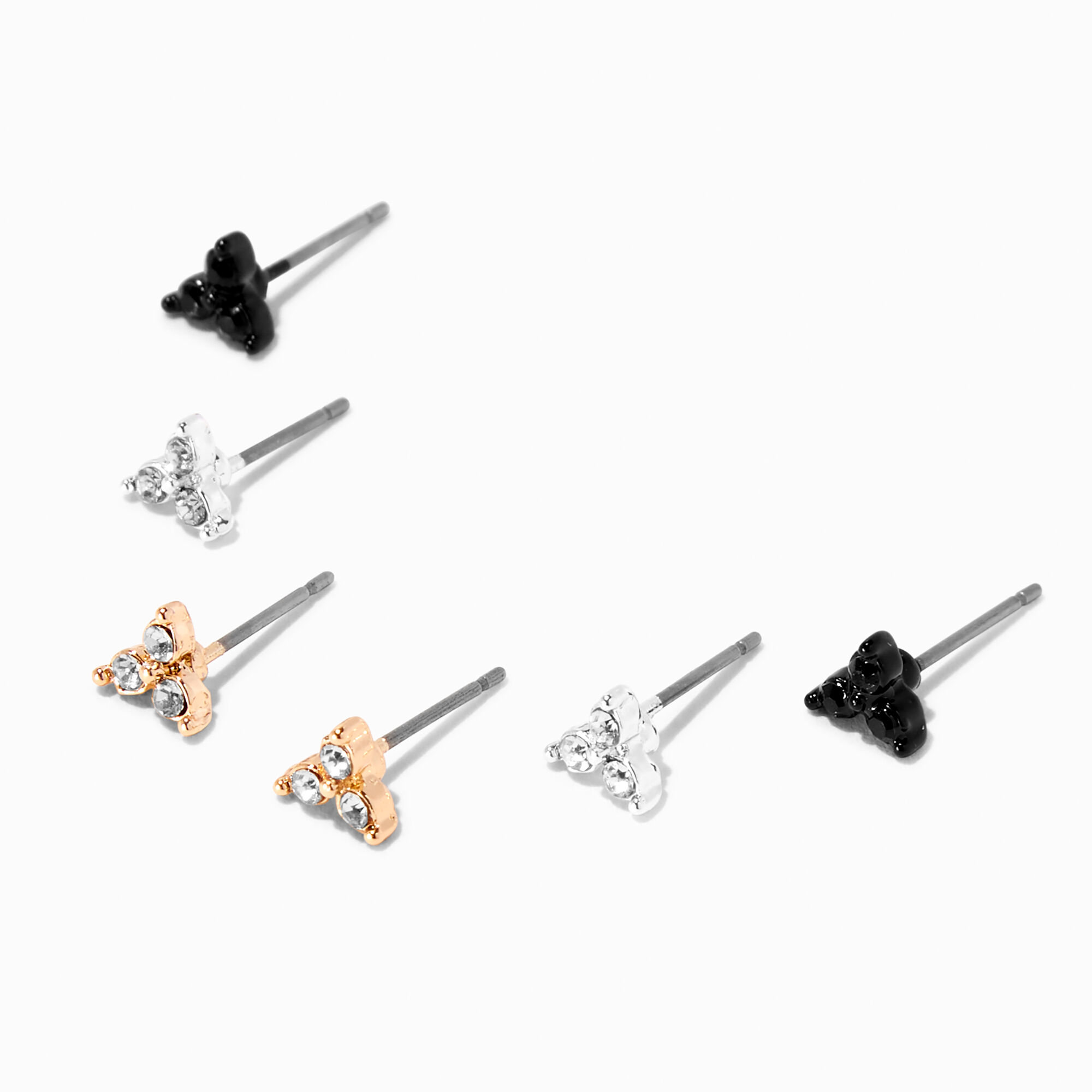 Clous d’oreilles superposables à trois boules finis en métaux mixtes - Lot de 3,