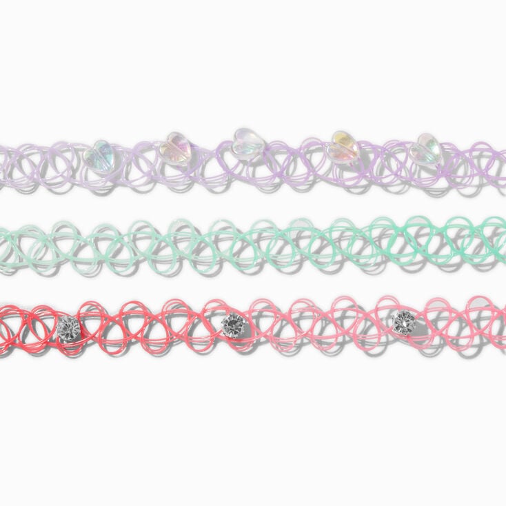 Pastel Ombr&eacute; Tattoo Choker Necklaces - 3 Pack,