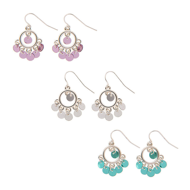 Sequin Drop Earrings 3 Pack Claire S Us