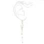 Silver 3.5&quot; Rhinestone Ribbon Clip-On Drop Earrings,