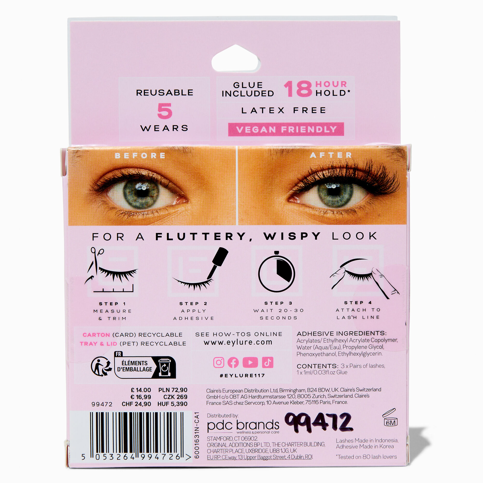 Eylure Naturals Claire's Exclusive No.117 False Lashes - 3 Pack,