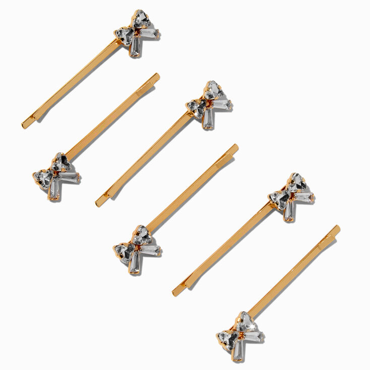 &Eacute;pingles &agrave; cheveux n&oelig;uds en zircon cubique couleur dor&eacute;e - Lot de 6,