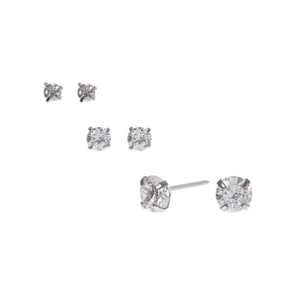 Round Glitzs Jewels 925 Sterling Silver Cubic Zirconia CZ Stud Earrings for Women 6mm Royal Blue
