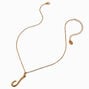 Gold-tone Curly Script Initial Pendant Necklace - J,