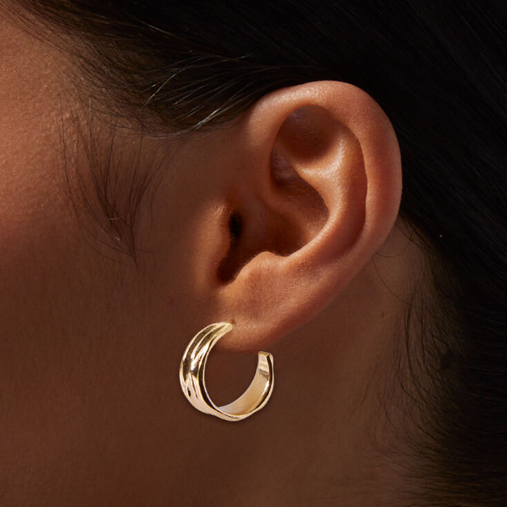 Gold-tone Wide Textured 20MM Hoop Earrings
