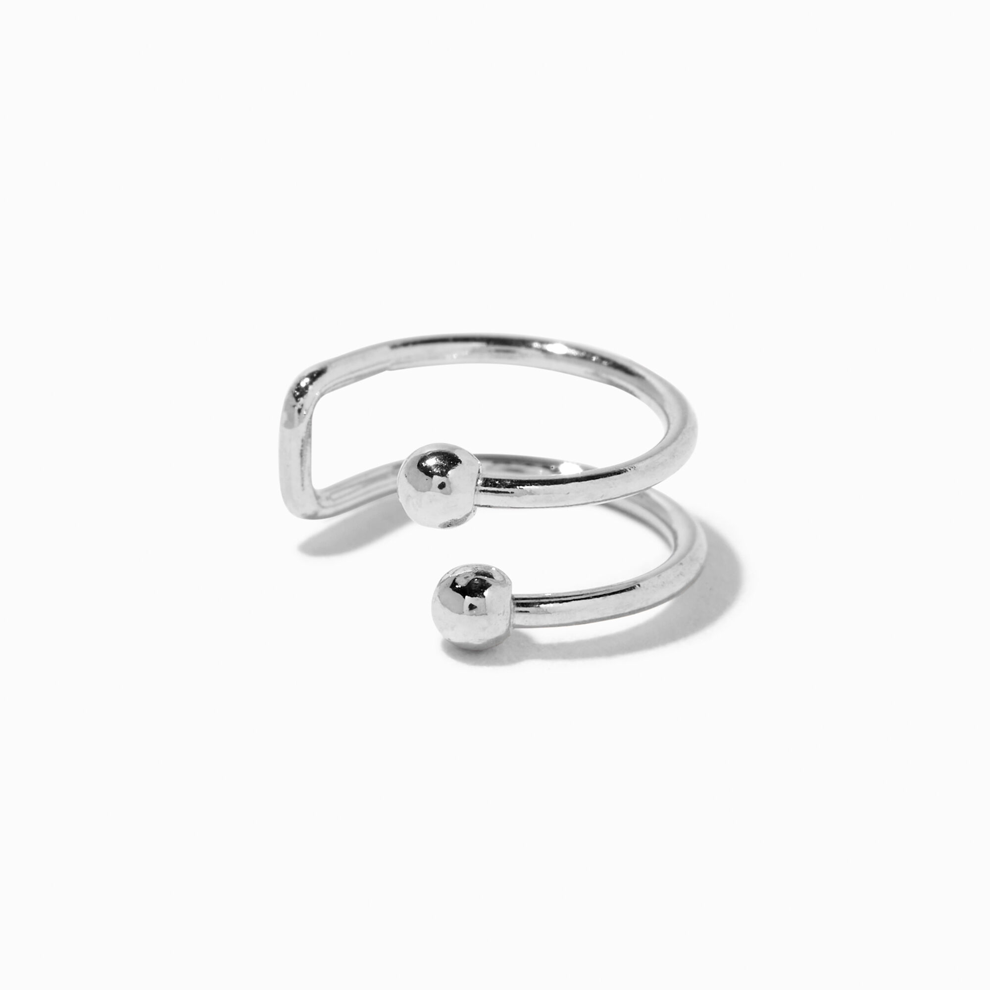 View Claires Tone Stainless Steel Double Hoop Faux Nose Ring Silver information