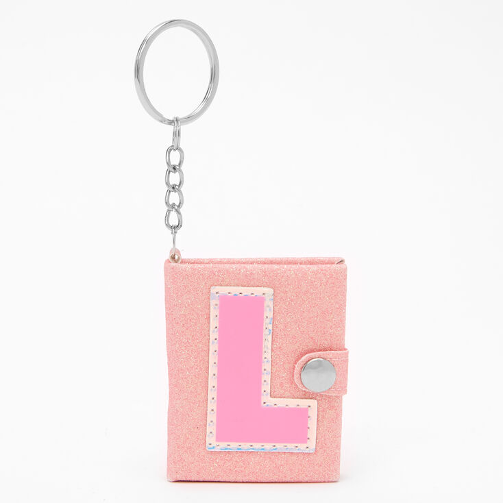 Glitter Initial Mini Diary Keychain - L,