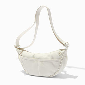 Sac &agrave; bandouli&egrave;re bomb&eacute; en nylon blanc,