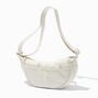 White Nylon Puffy Sling Bag,