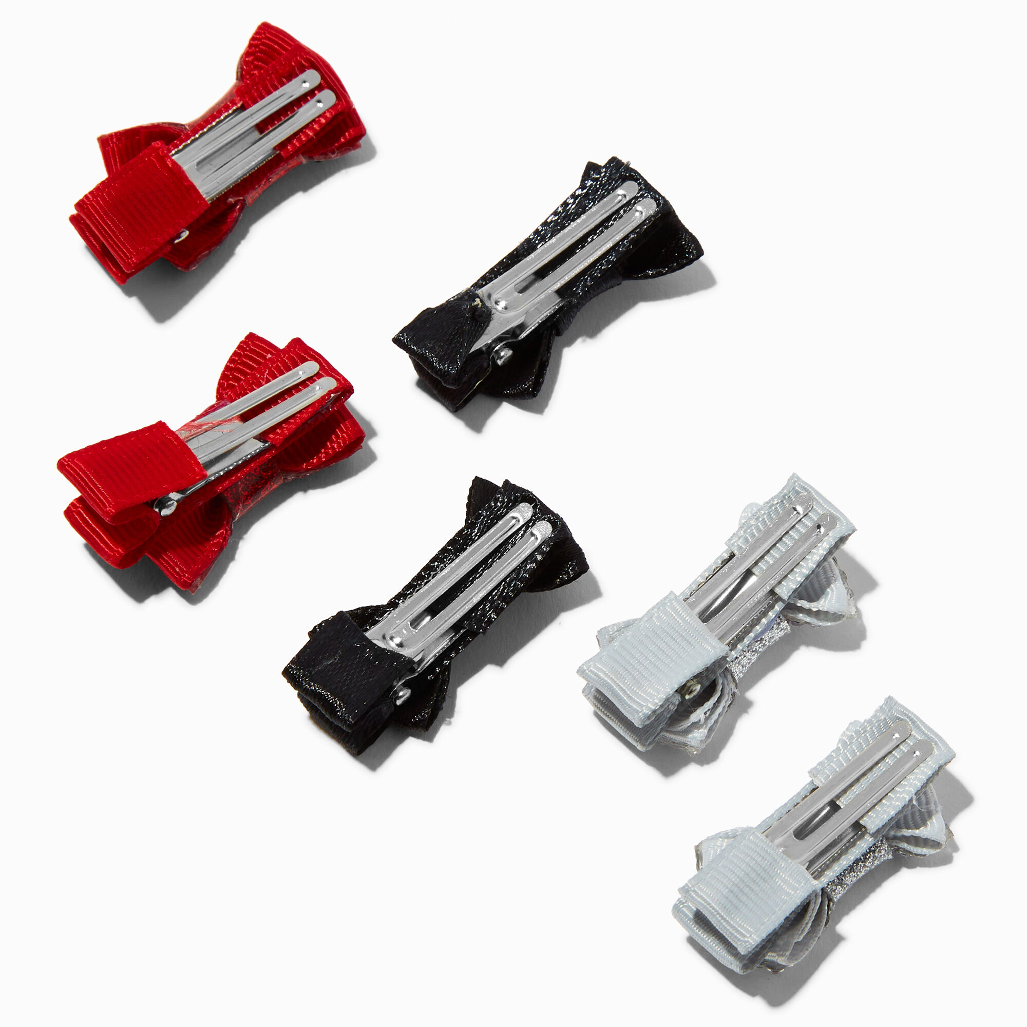 Claire's Club Holiday Velvet Bling Mini Bow Hair Clips - 6 Pack,