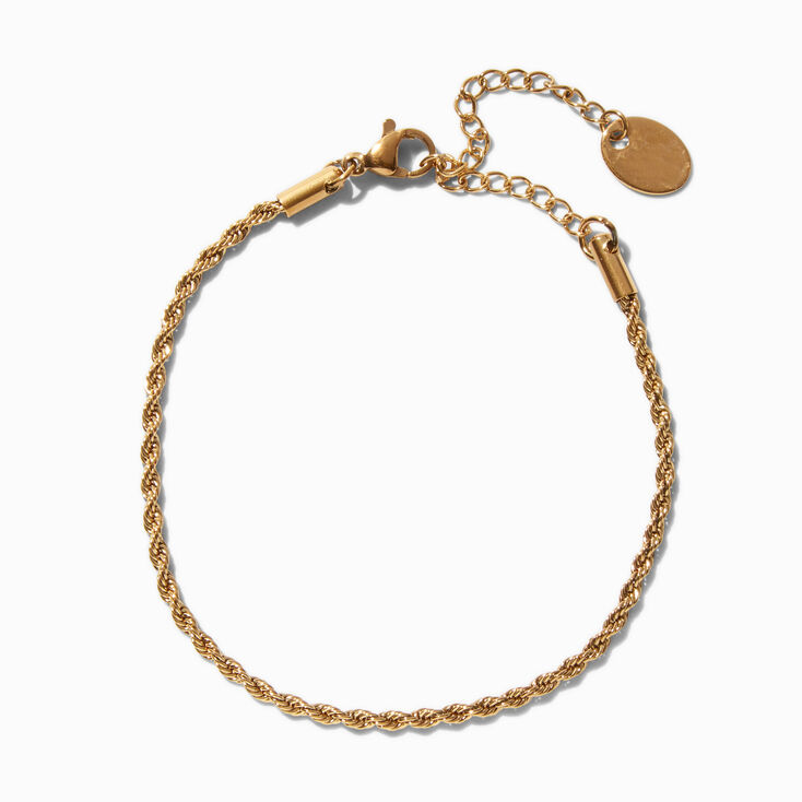 Gold-tone Stainless Steel Twisted Chain Bracelet,