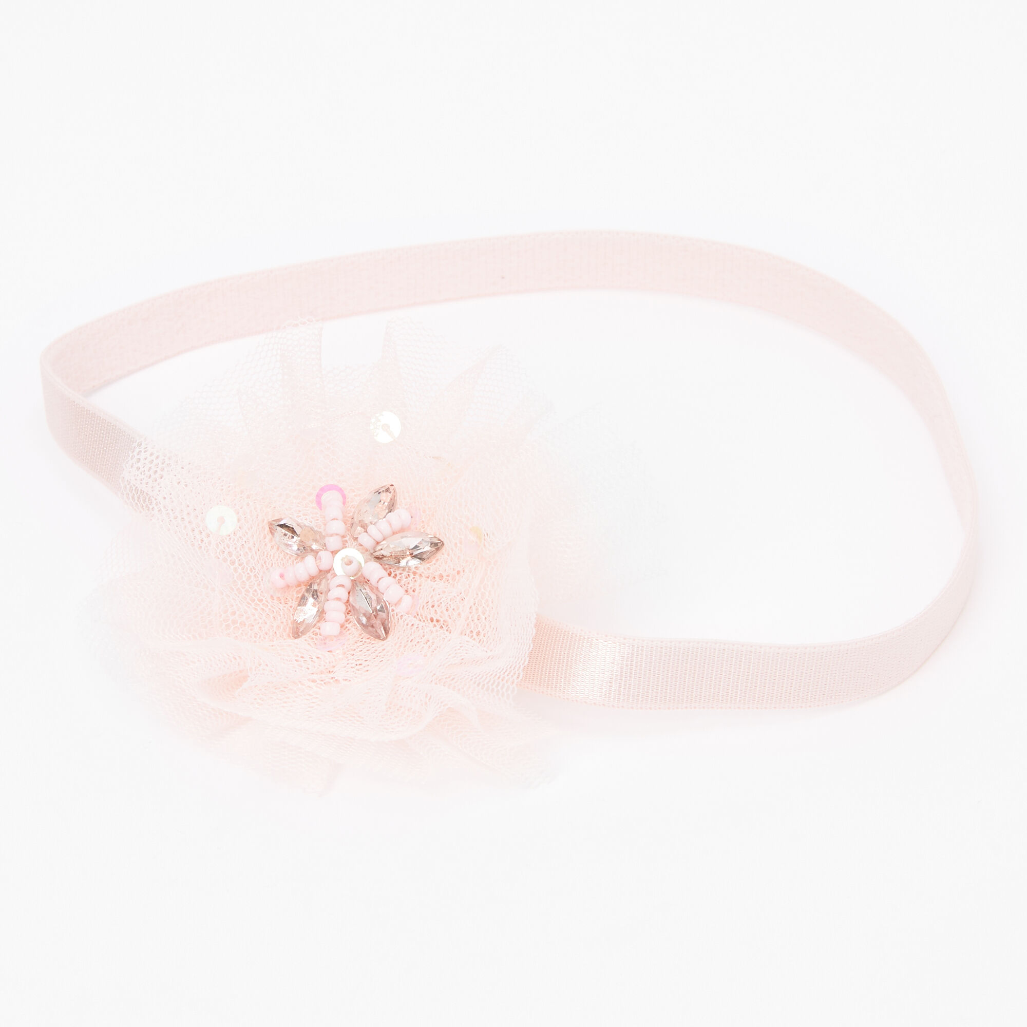 Claire's Club Pink Tulle Flower Headband,