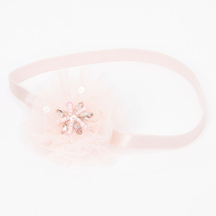 Claire&#39;s Club Pink Tulle Flower Headband,