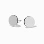Silver Button Stud Earrings,