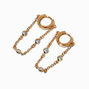 Gold-tone Cubic Zirconia Stacked Dangle Huggie Hoop Earrings,