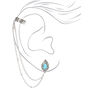 Silver Antique Teardrop Ear Connector Earrings - Turquoise,