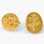 18kt Gold Plated Flower Signet Stud Earrings,
