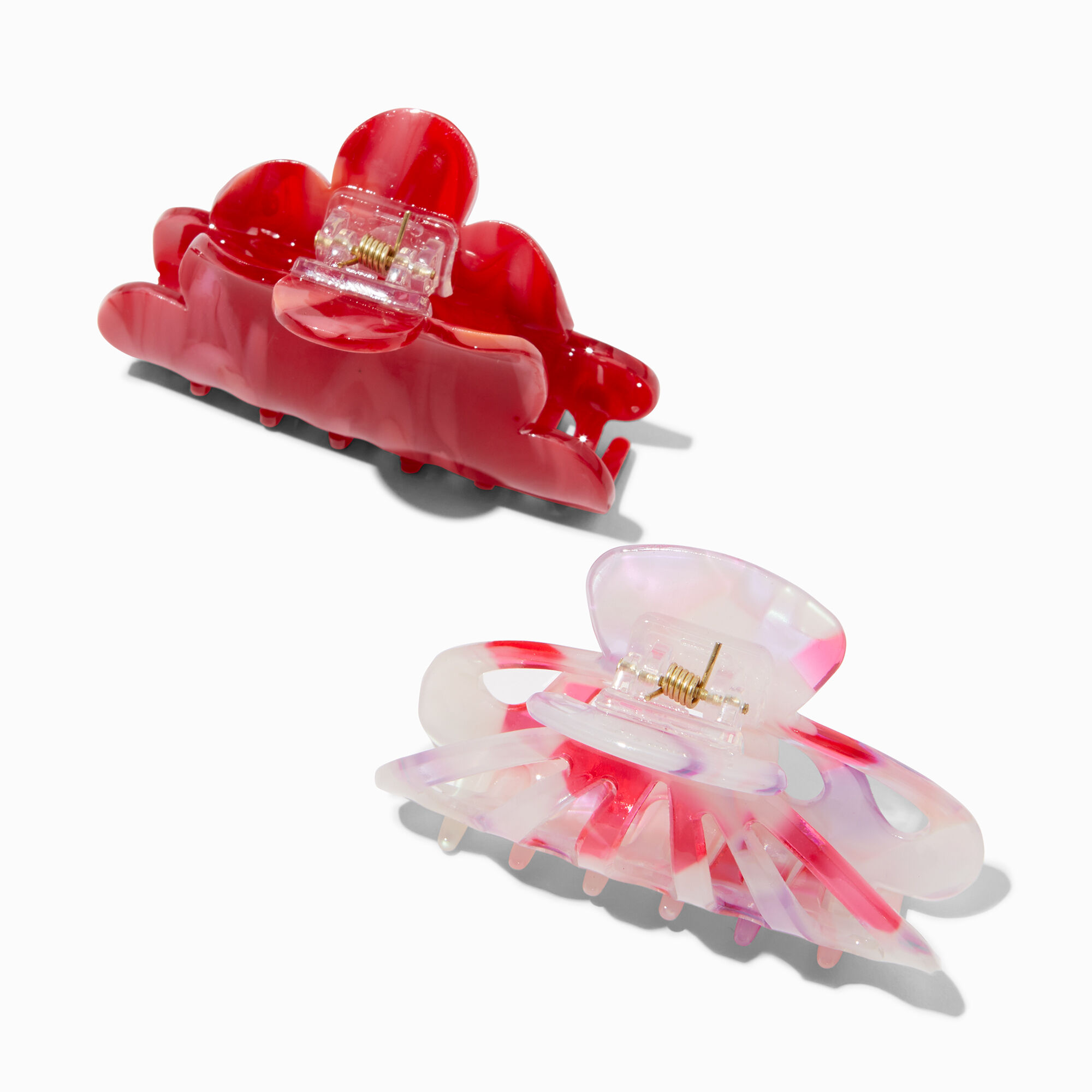 Claire's Pinces à cheveux à motifs et rouge unie - Lot de 2