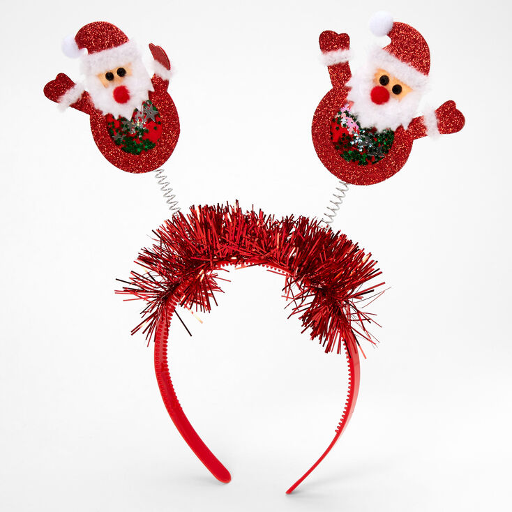 Christmas Glitter Santa Deely Bopper Headband - Red,