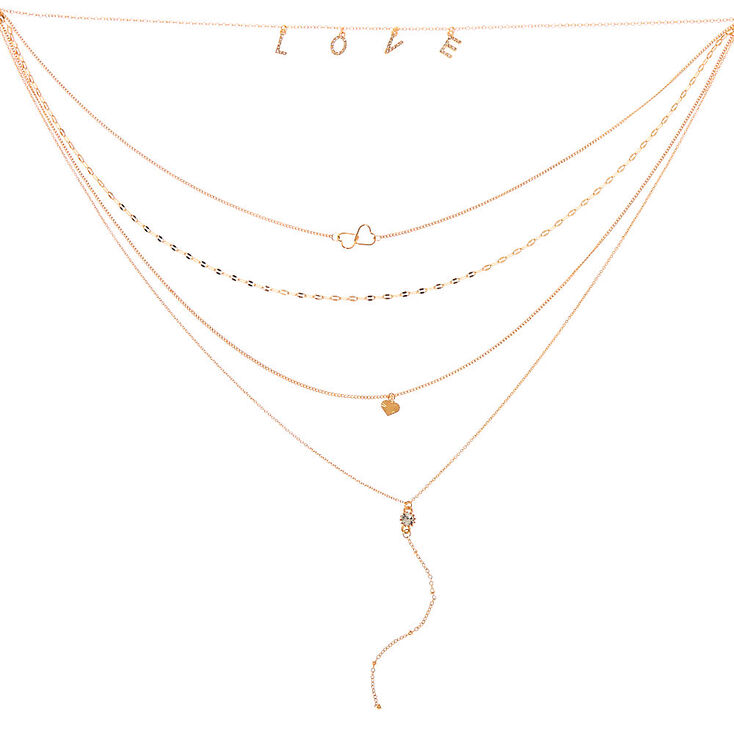 Gold Lots of Love Multi Strand Necklace,