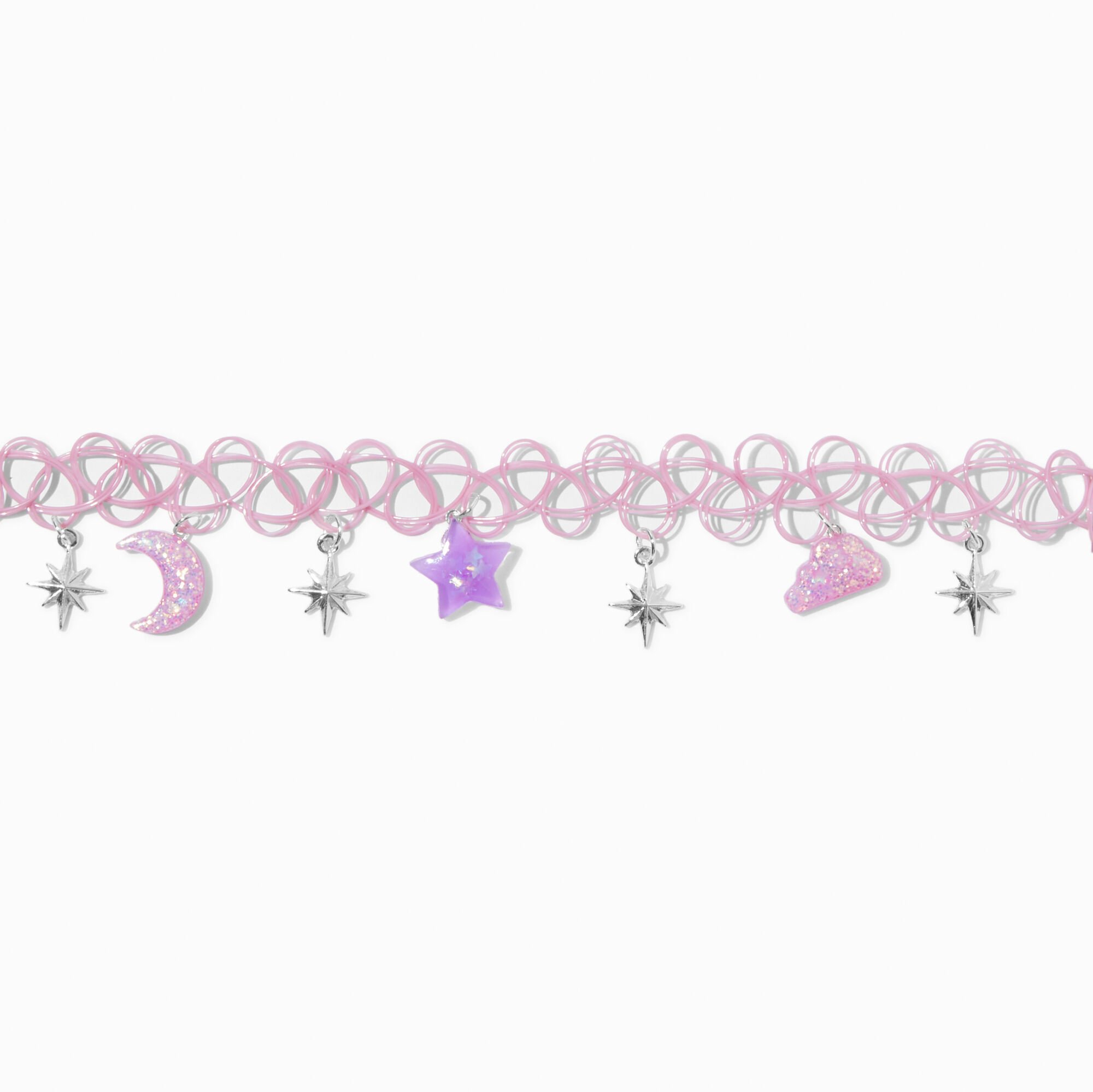 Purple Celestial Charm Tattoo Choker Necklace,