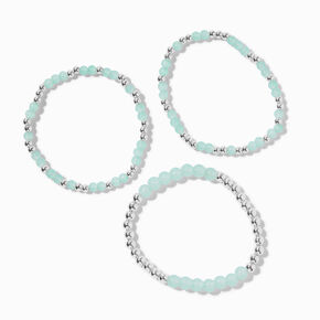 Light Blue Beaded Stretch Bracelets - 3 Pack,