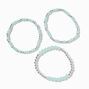 Light Blue Beaded Stretch Bracelets - 3 Pack,