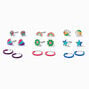 Rainbow Mixed Earring Set - 9 Pack ,