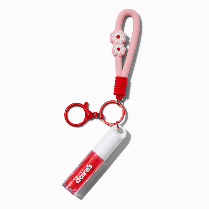 Red Daisy Lip Gloss Keyring,