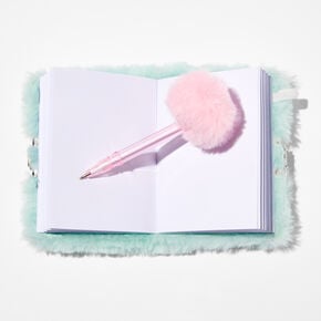 Claire&#39;s Club Mint Unicorn Furry Mini Lock Diary,