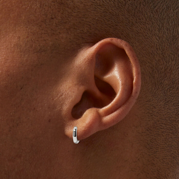 Silver-tone 10mm Huggie Hoop Earrings,