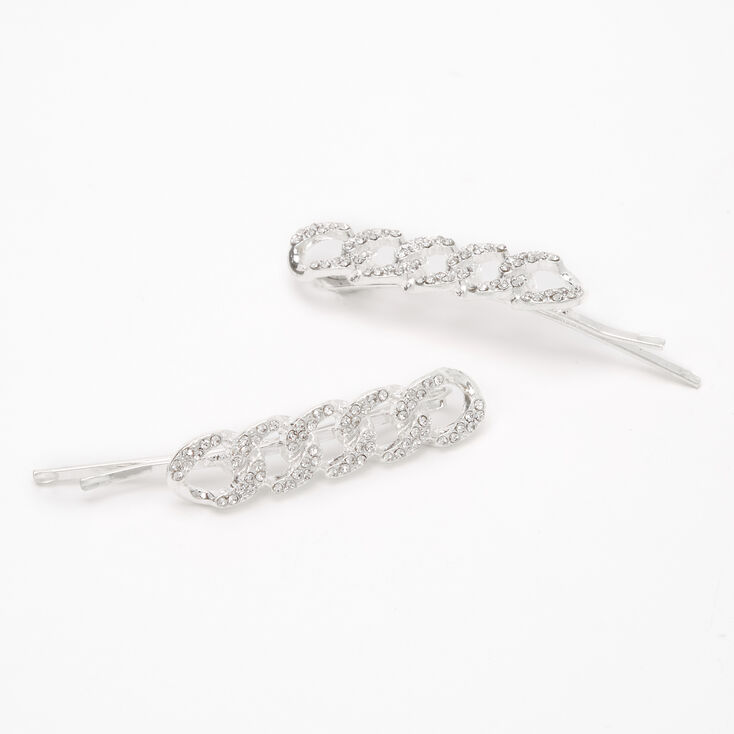 Silver Embellished Chain Link Hair Pins - 2 Pack,