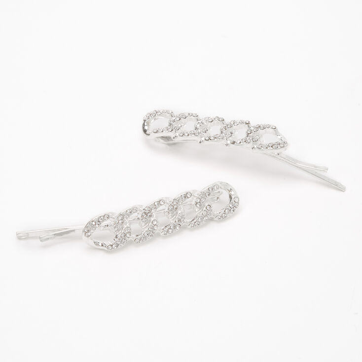 Claire's Épingles à cheveux maillons de chaîne ornementées couleur argentée - Lot de 2
