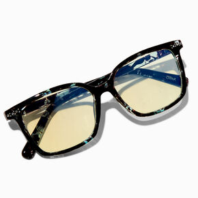 Solar Blue Light Reducing Blue Tortoiseshell Retro Clear Lens Frames,